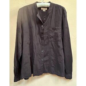 Anthropologie Pilcro Womens Top Small The Whitney Trapeze Buttondown Shirt Black